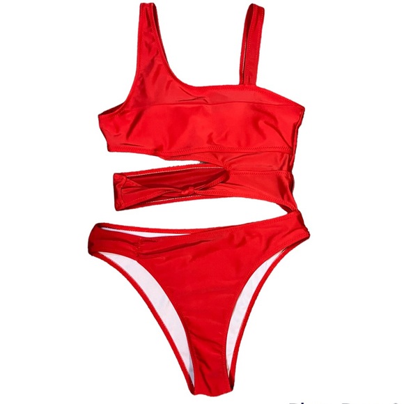 Other - ONE PIECE Cut Out Over The Shoulder Red Trikini Bathing Swimsuit